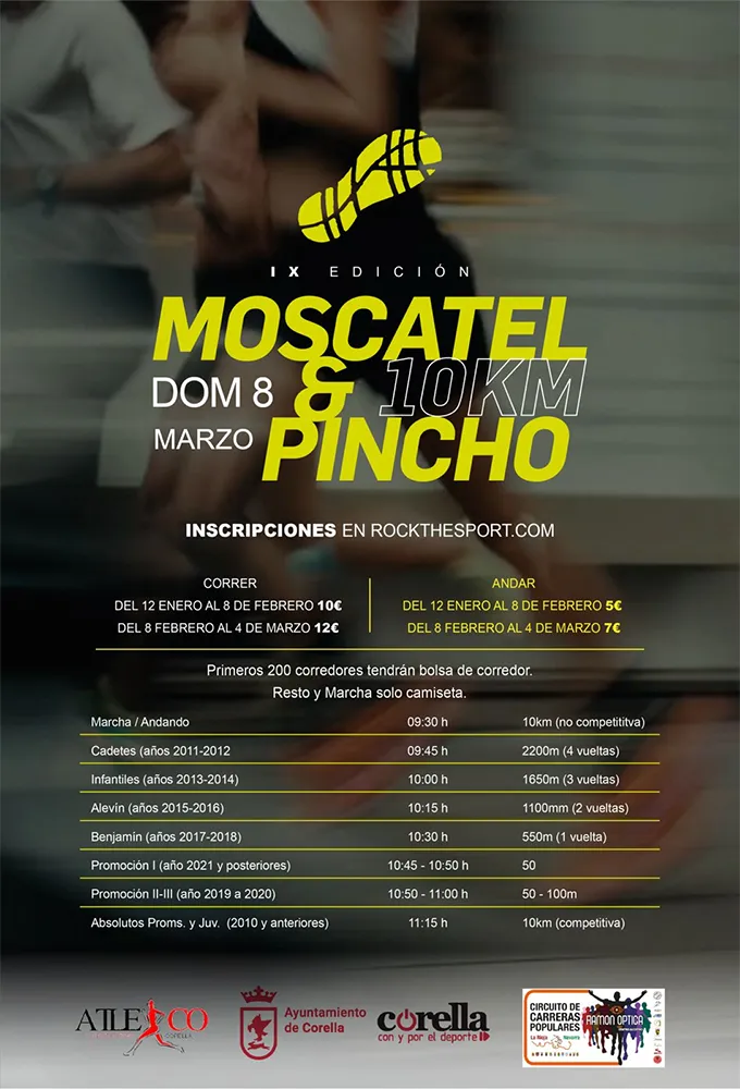 Carrera Moscatel y pincho Corella 2026