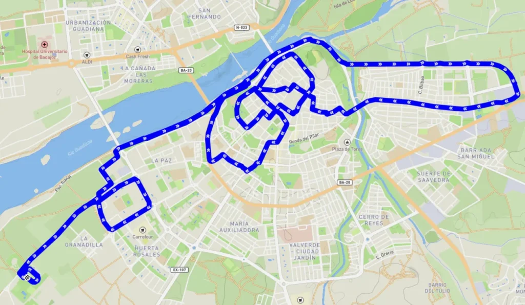 Recorrido medio maratón Ciudad de Badajoz 2026
