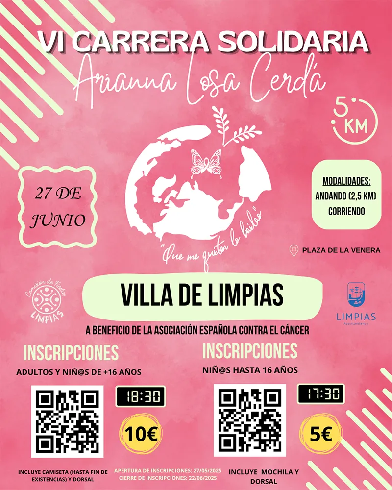 Cartel de la Carrera solidaria Arianna Losa Cerda 2026