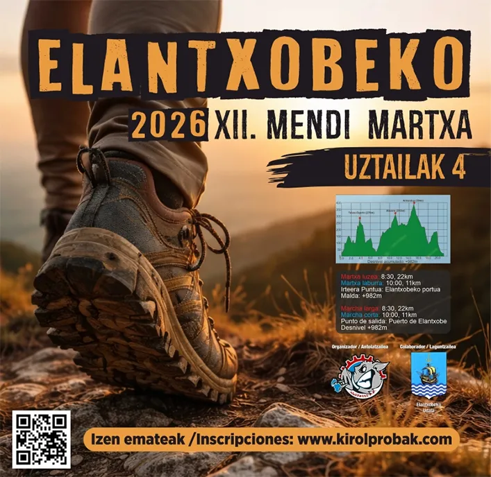 Cartel de la Elantxobeko mendi martxa 2026