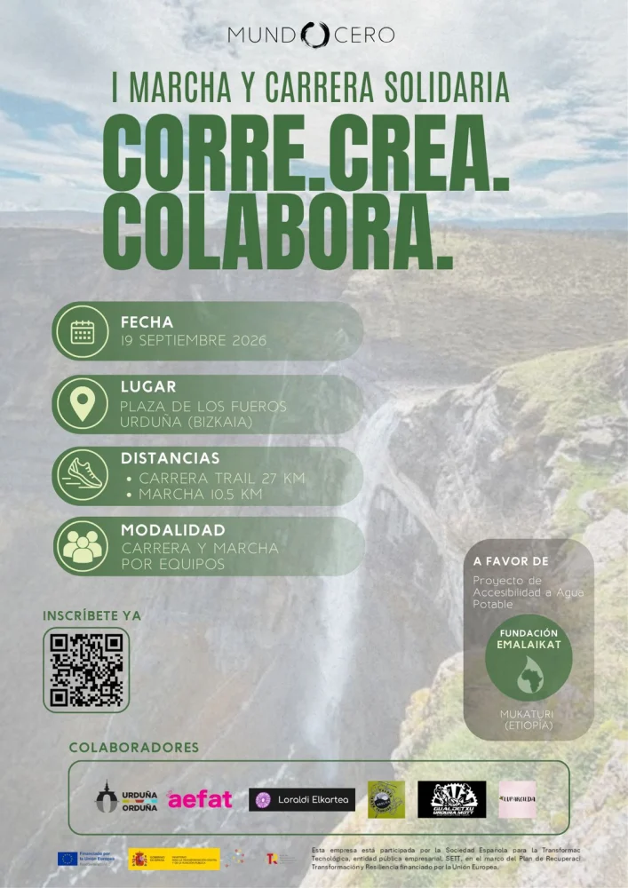 Cartel de Carrera Solidaria Crear, Correr, Colaborar