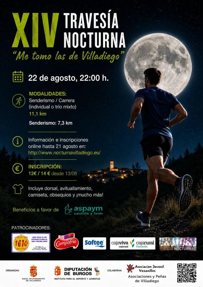 Cartel de Travesía Nocturna Me Tomo Las De Villadiego