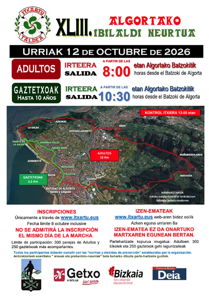 Cartel de Algortako ibilaldi neurtua 2026