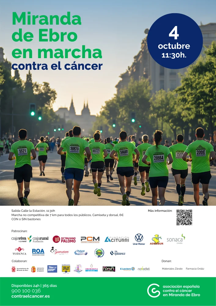 Cartel de Marcha Nórdica Miranda de Ebro Contra el Cáncer